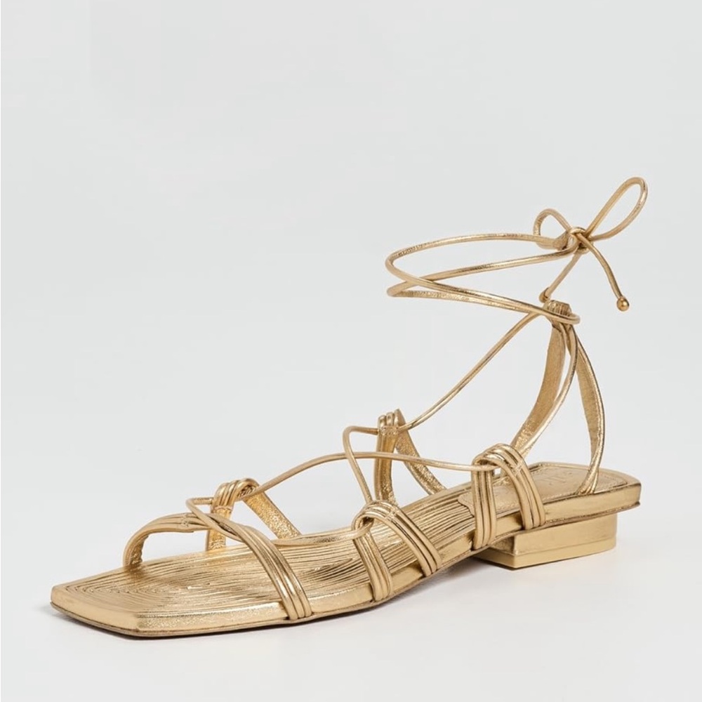 Cult Gaia Metallic Gold Strappy Sandals